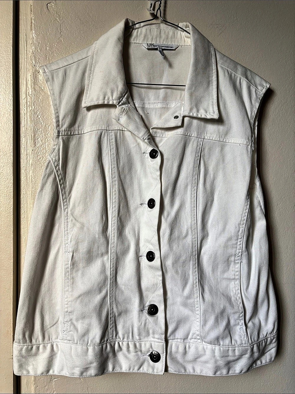 French Connection Women's White Button Front Vest